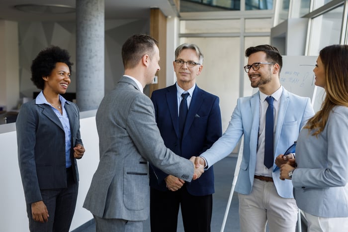 A group of 5 lawyers for hire